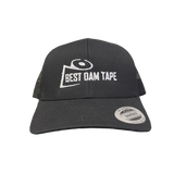 A black baseball cap with a logo on the front that reads 'BEST DAM TAPE'.