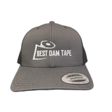 A gray baseball cap with 'BEST DAM TAPE' logo in white on the front.