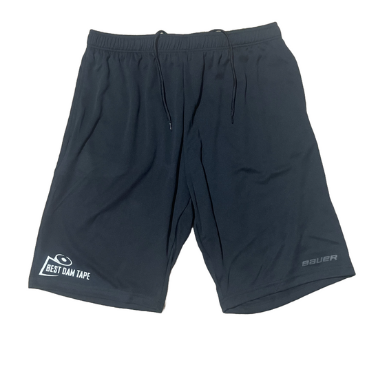 Black Bauer Core Athletic Shorts - Best Dam Tape - Cracked Logo