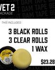 3 Rolls Best Dam Clear, 3 Rolls Best Dam Cloth - Black & 1 Best Dam Wax