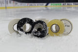 Best Dam Sampler 3 Pack — clear, white, and black hockey tape on snow